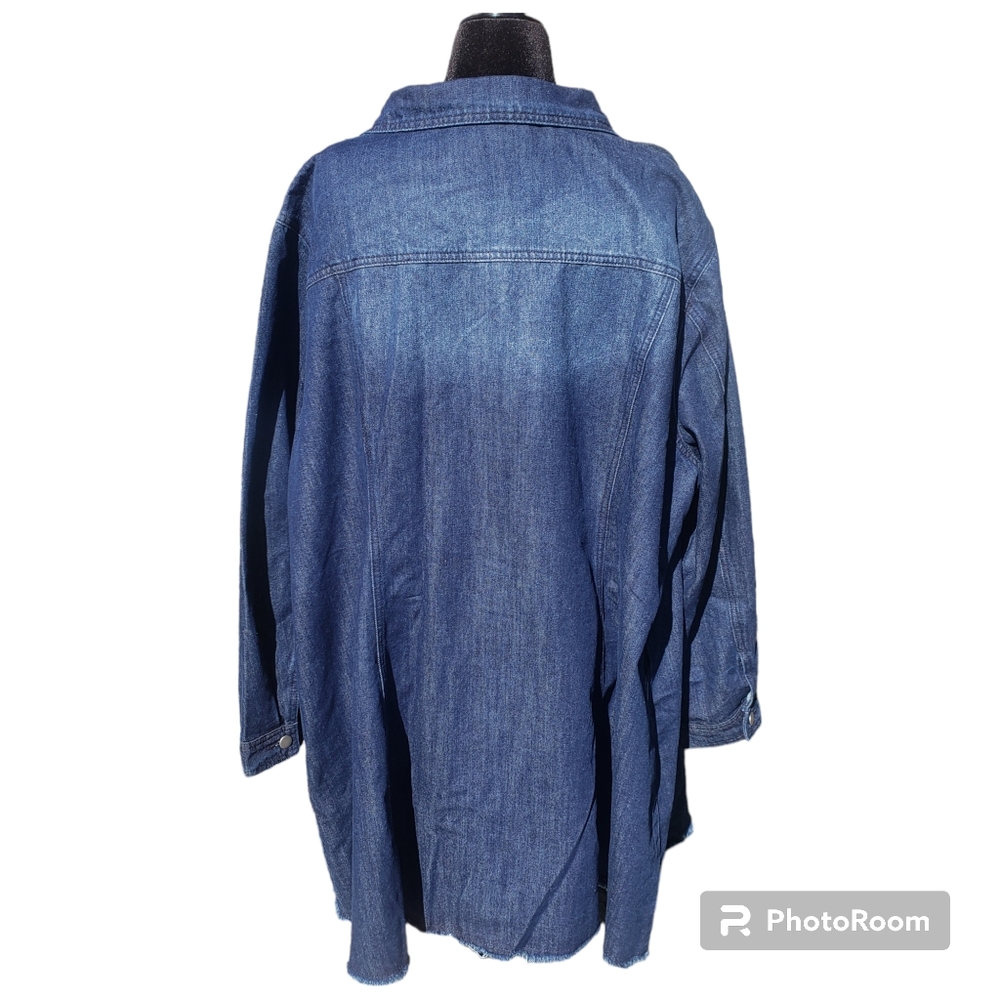 Agnes Orinda Denim Jacket Jean Shacket Size 4X Dark Blue RET $87.99 - Picture 2 of 16